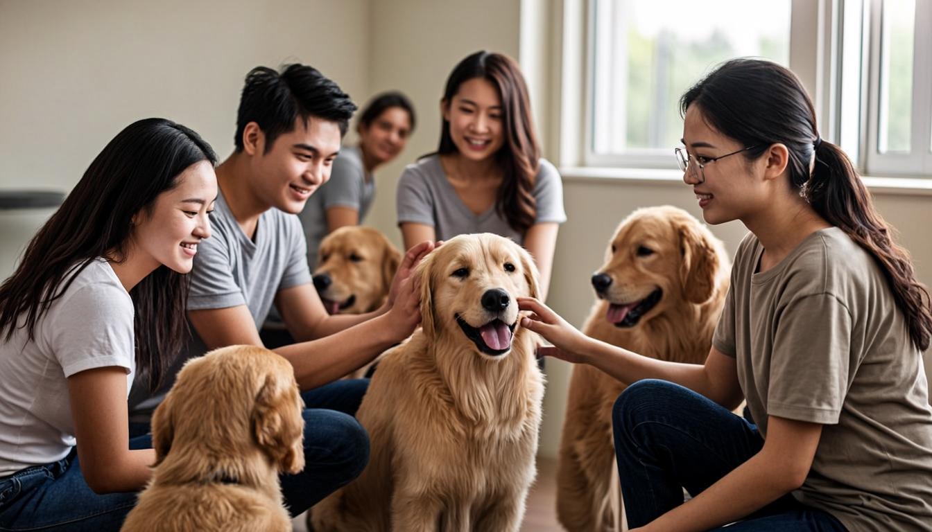 TGPR volunteers caring for rescued Golden Retrievers